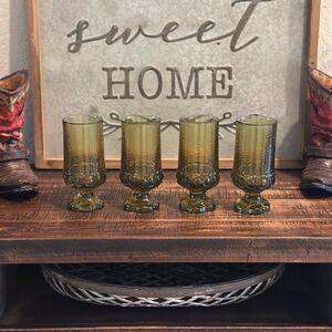 Vintage/Uranium Tiffin Franciscan Madeira Green Footed Water Goblets Set of 4